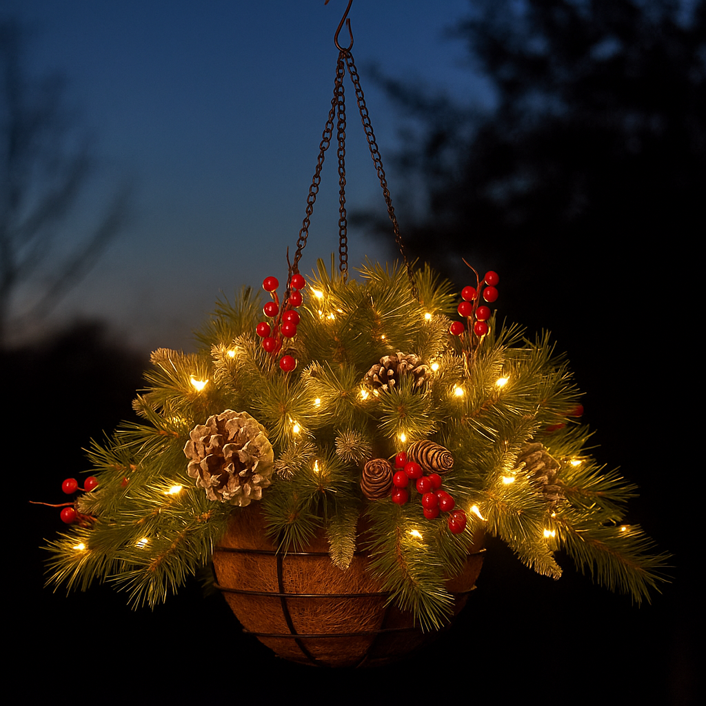 Cesta Colgante de Navidad LED – Decoración Festiva para Interior y Exterior
