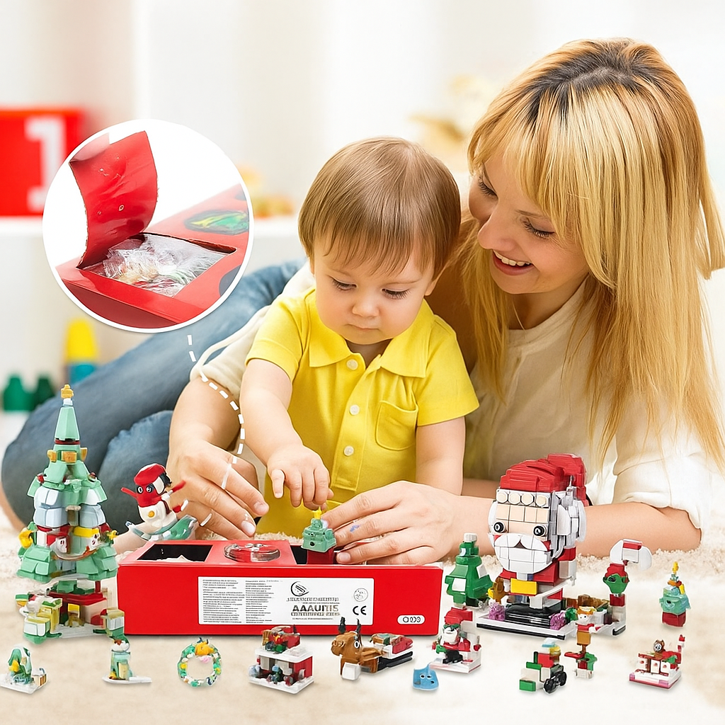 Calendario de Adviento de Navidad – Set de Bloques 6 en 1 con Santa y Árbol