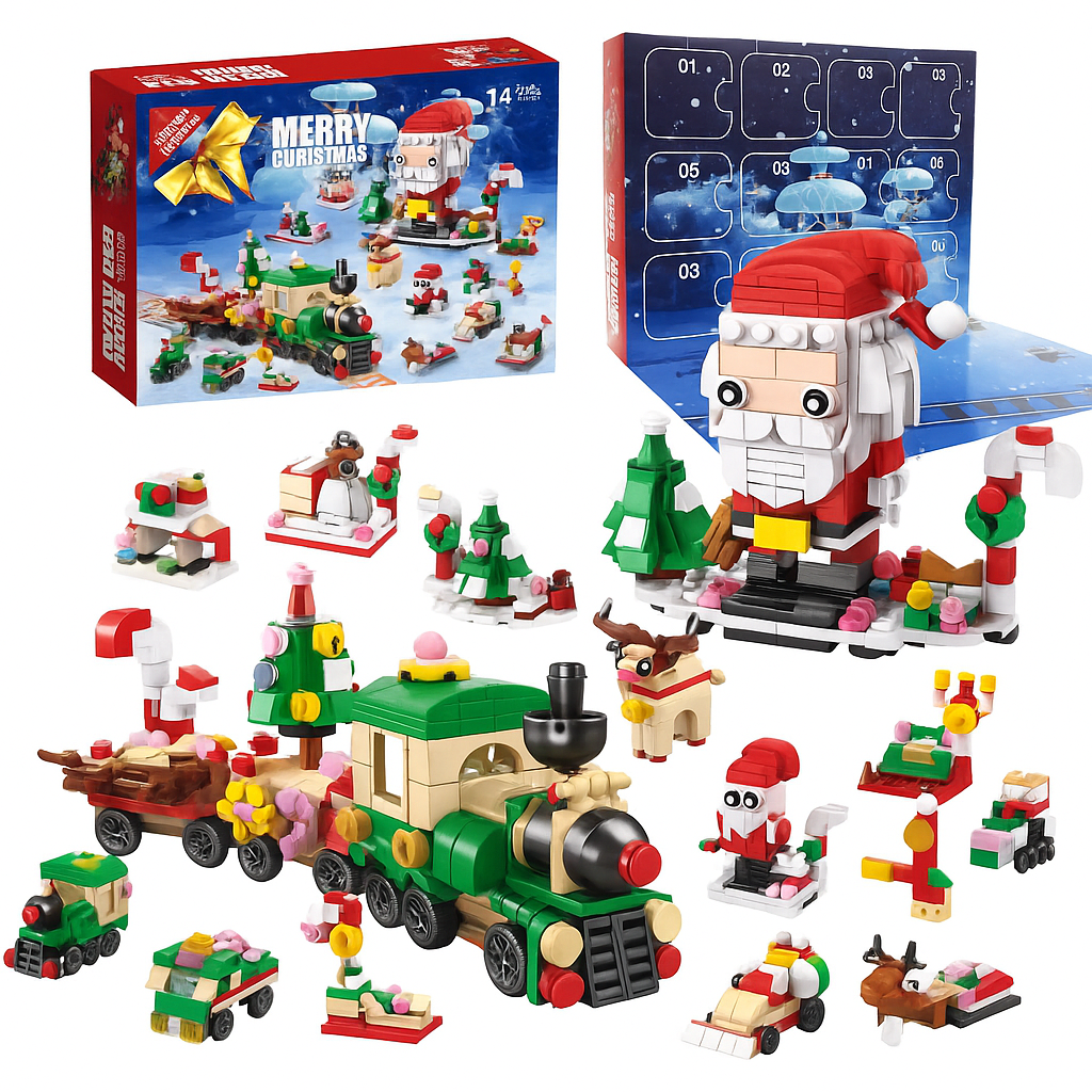 Calendario de Adviento de Navidad – Set de Bloques 6 en 1 con Santa y Árbol