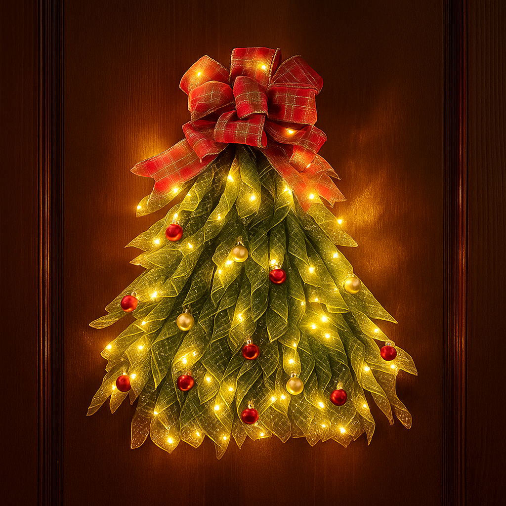 Corona de Navidad Hecha a Mano – Decoración con Luces LED para Puerta Principal