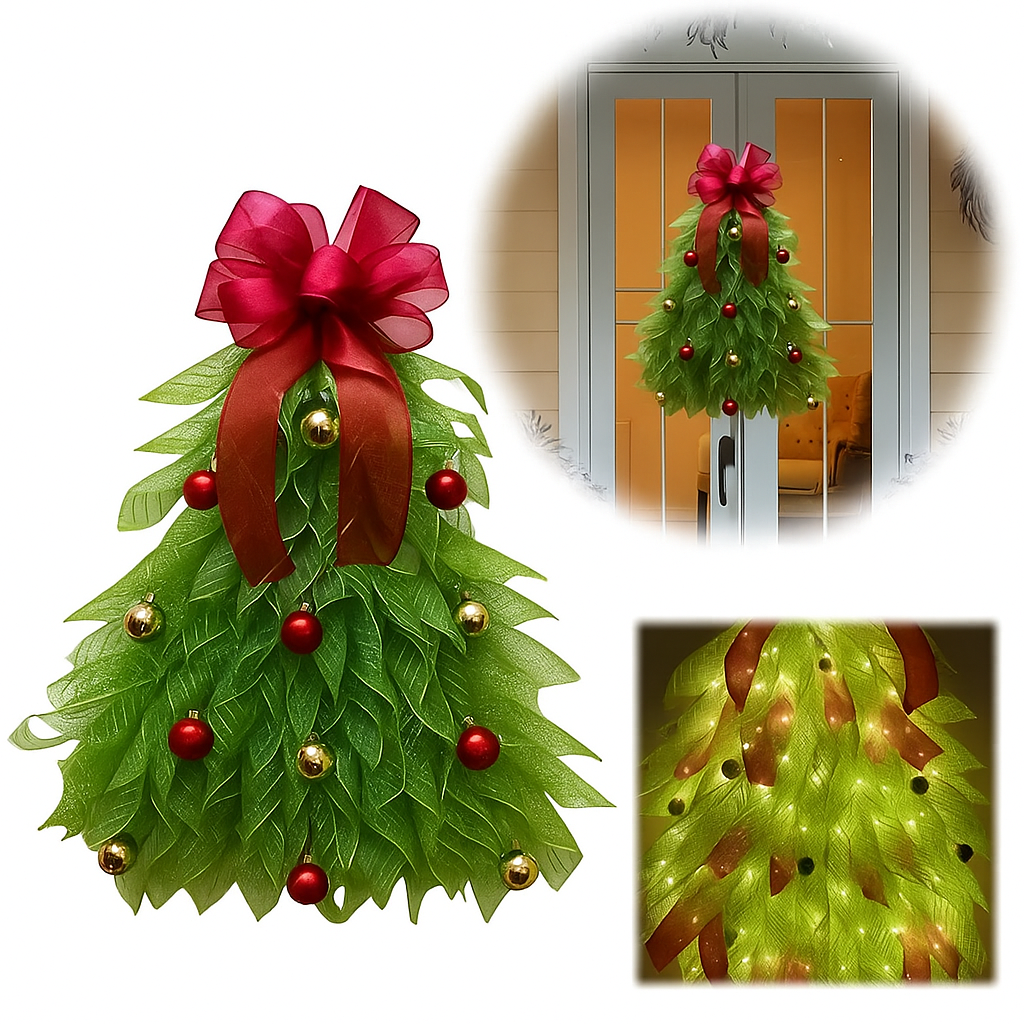 Corona de Navidad Hecha a Mano – Decoración con Luces LED para Puerta Principal