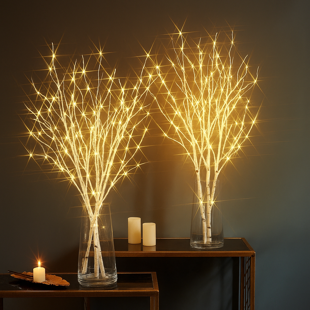 Iluminación LED Rama Blanca – Decoración Navideña para Mesa e Interior