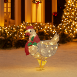 Gallina Luminosa Natalizia con Sciarpa – Decorazione LED per Giardino e Casa