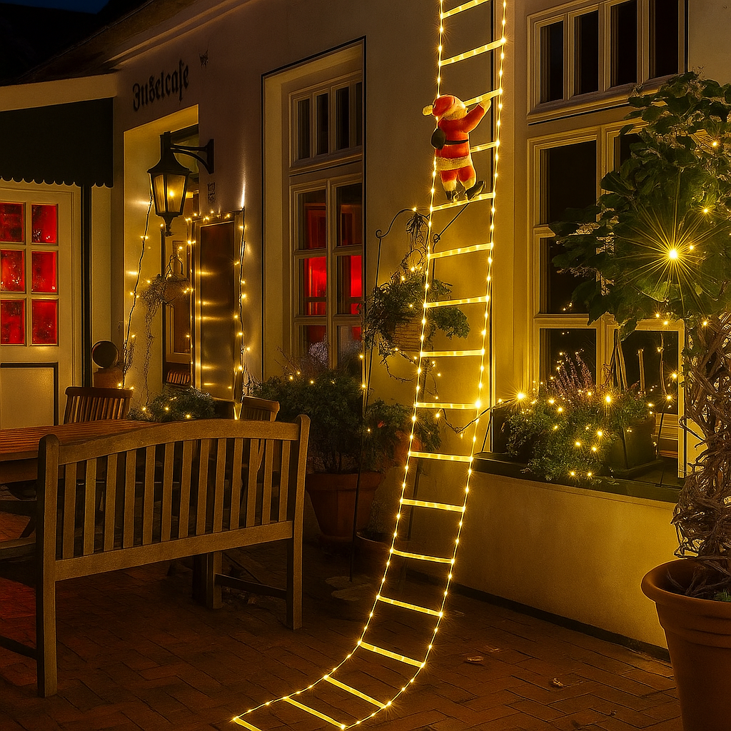 Scala di Natale LED HolidayBright – Babbo Natale che scala 3 m per esterni