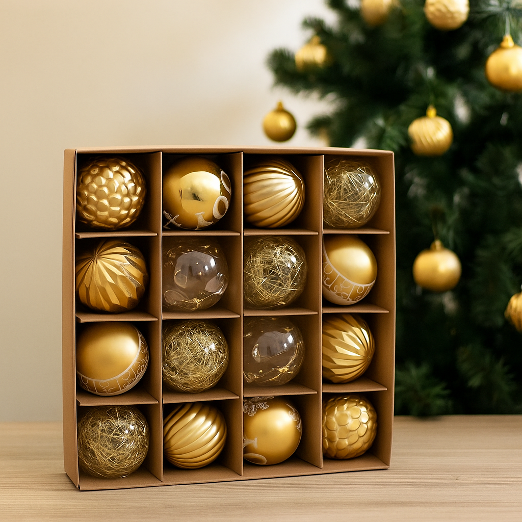 Zestaw luksusowych bombek choinkowych – 16 sztuk o średnicy 6 cm na choinkę