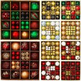 Zestaw 44 bombek choinkowych – unikalny design z plastiku o rozmiarze 3–6 cm do dekoracji choinki