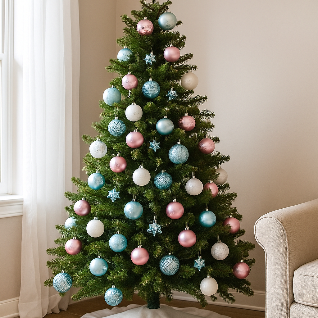 Zestaw 44 bombek choinkowych – unikalny design z plastiku o rozmiarze 3–6 cm do dekoracji choinki