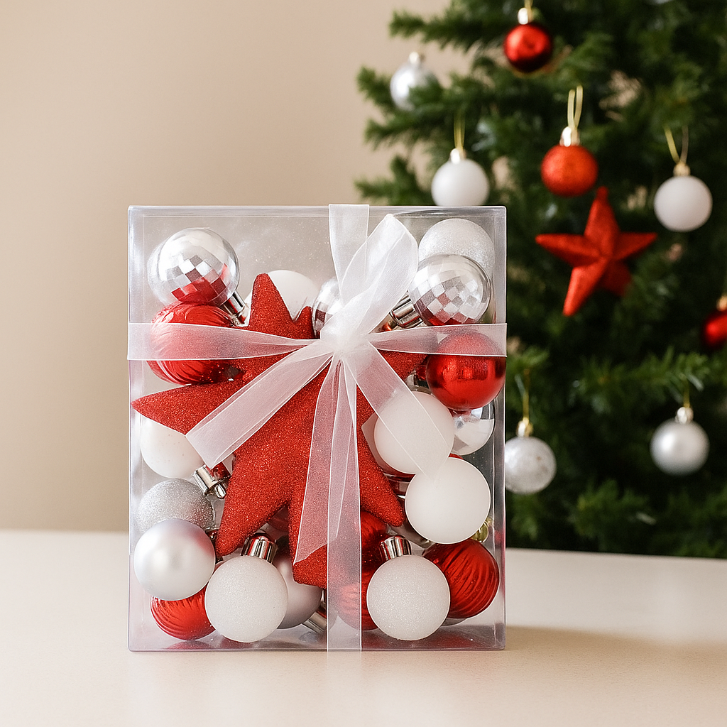 Set 30 Bolas de Navidad – Adornos en Colores Brillantes para Decoración de Árbol