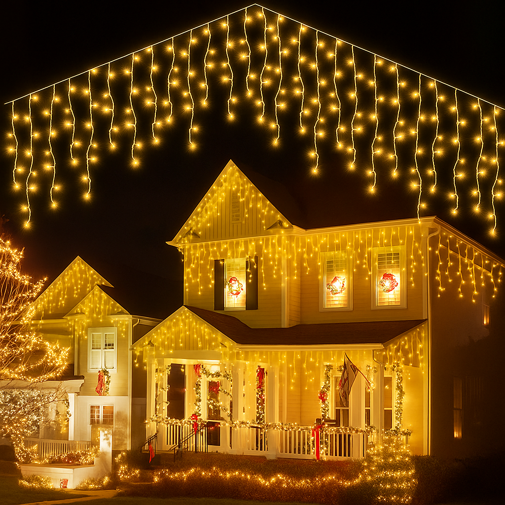 Cascada de Luces LED Navideñas 5M – Multicolor Impermeable para Interior y Exterior