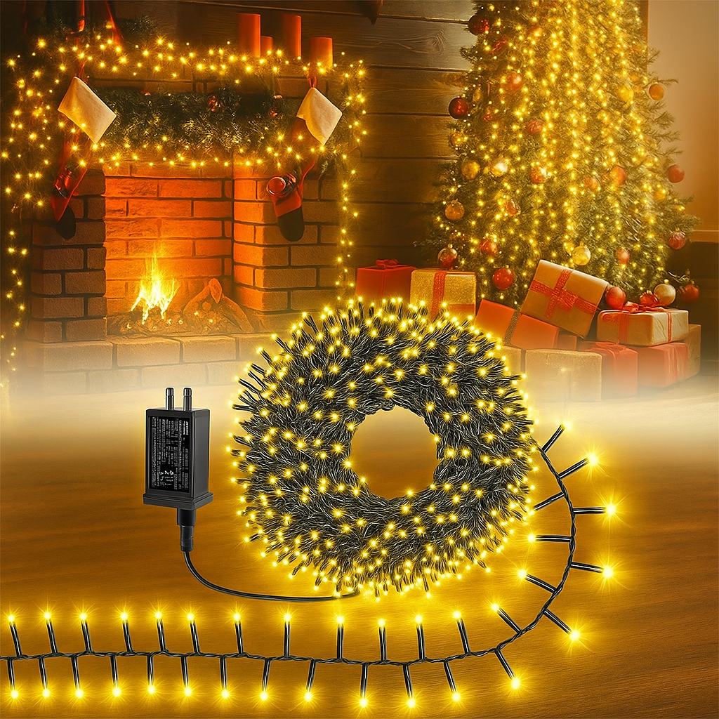 Iluminación Navideña LED 10/20/30M – 3 Modos de Luz para Interiores y Exteriores A+ Cree