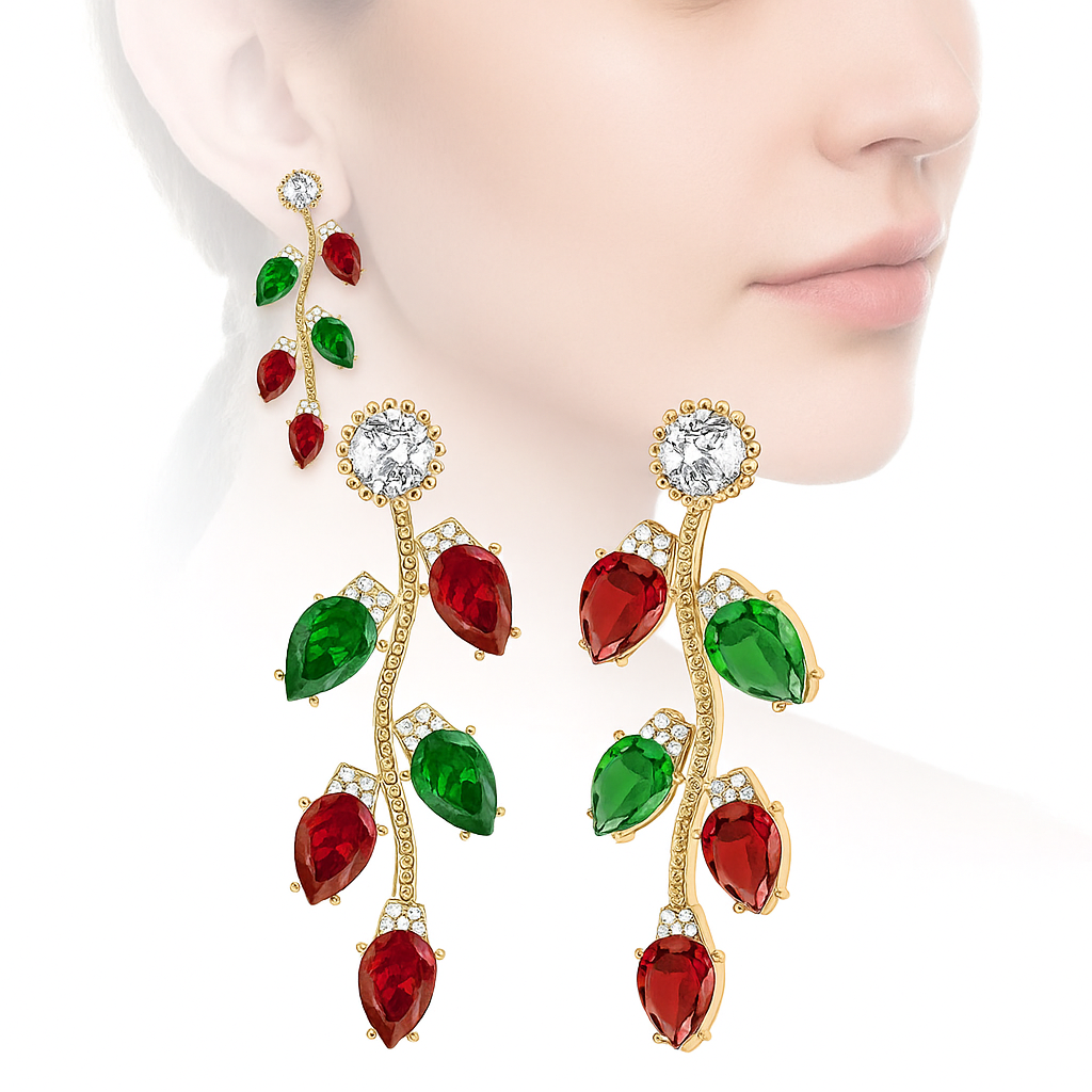 Orecchini Natalizi JollyGems – Ciondoli Brillanti e Leggeri per Donna