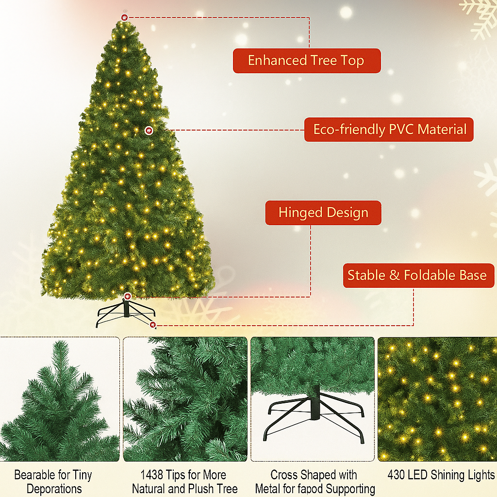 Árbol de Navidad de 7 pies con luces LED