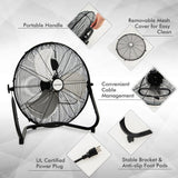 Ventilador de Piso 20" Alta Velocidad - Metal Duradero - 3 Modos - VyFlair