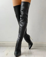Mara | Botas sobre la rodilla - Tacón dorado - Con cremallera - VyFlair