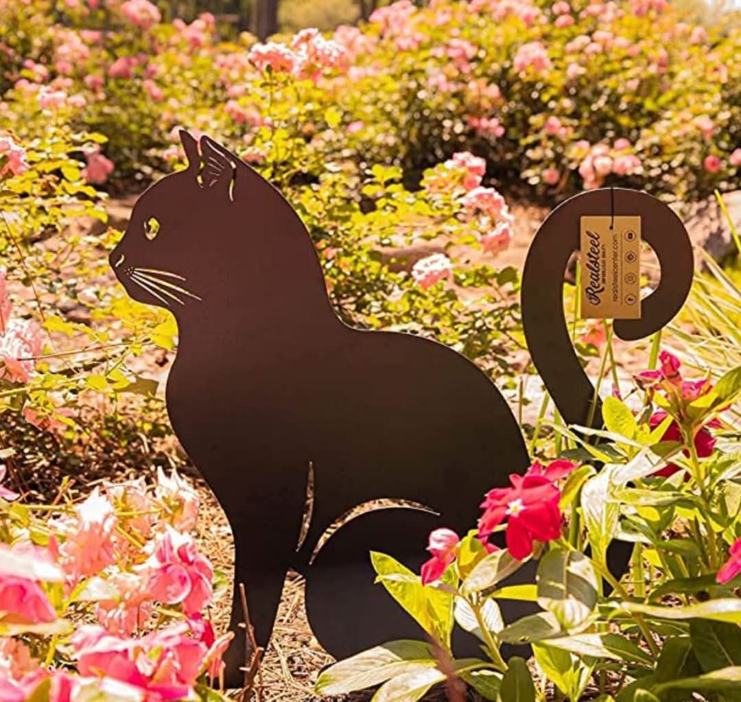 Decoración del jardín de metal de gato-garden decor-VyFlair