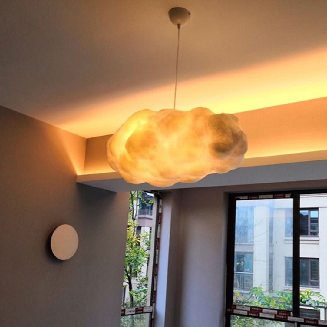 Lámpara colgante LED LED de diseño minori PVC/Cotton White-Ceiling lamps-VyFlair