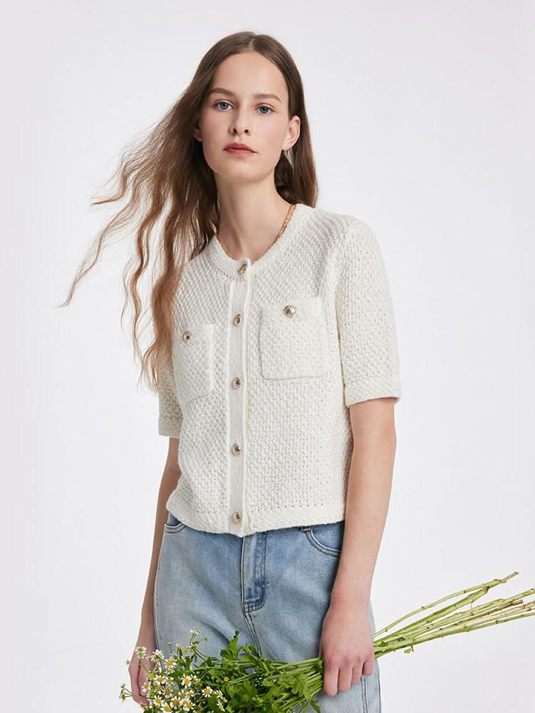 Cárdigan de punto - Trabajo abierto-Cardigan-VyFlair
