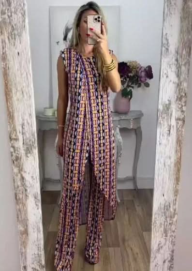 Bumala - traje cómodo impreso-comfy suit-VyFlair