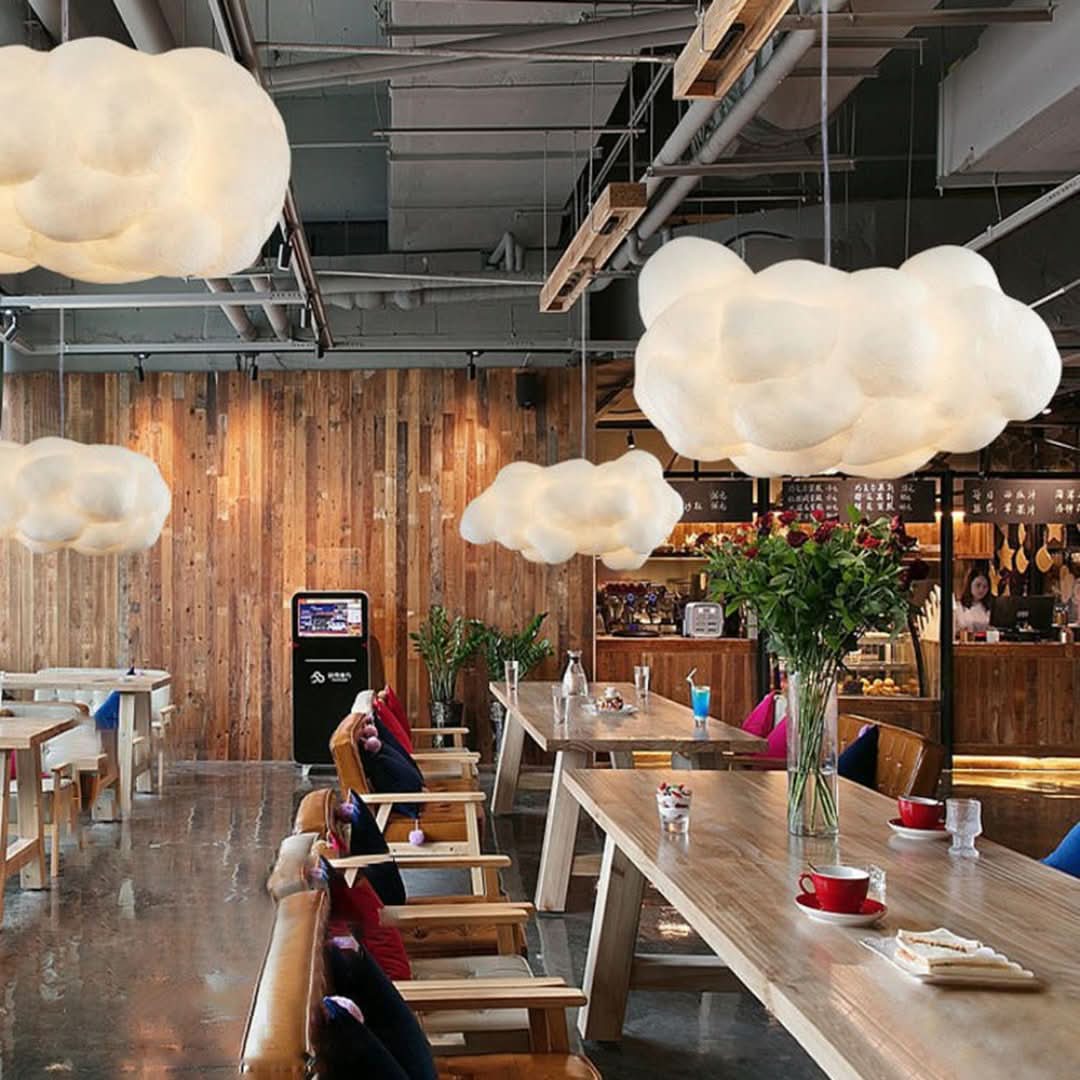 Lámpara colgante LED LED de diseño minori PVC/Cotton White-Ceiling lamps-VyFlair
