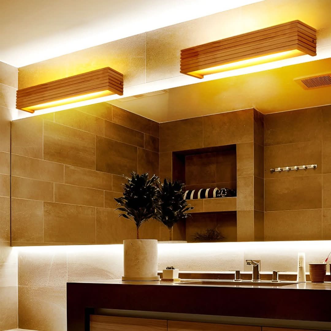 GLOWWOOD - Iluminación de espejo de lámpara de pared nórdica de LED rectangular de LED-Wall light-VyFlair