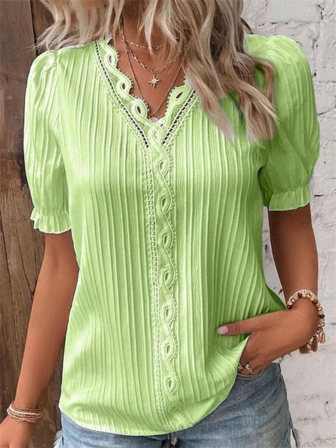 Modize - V-neck Elegant Shirt-Shirt-VyFlair