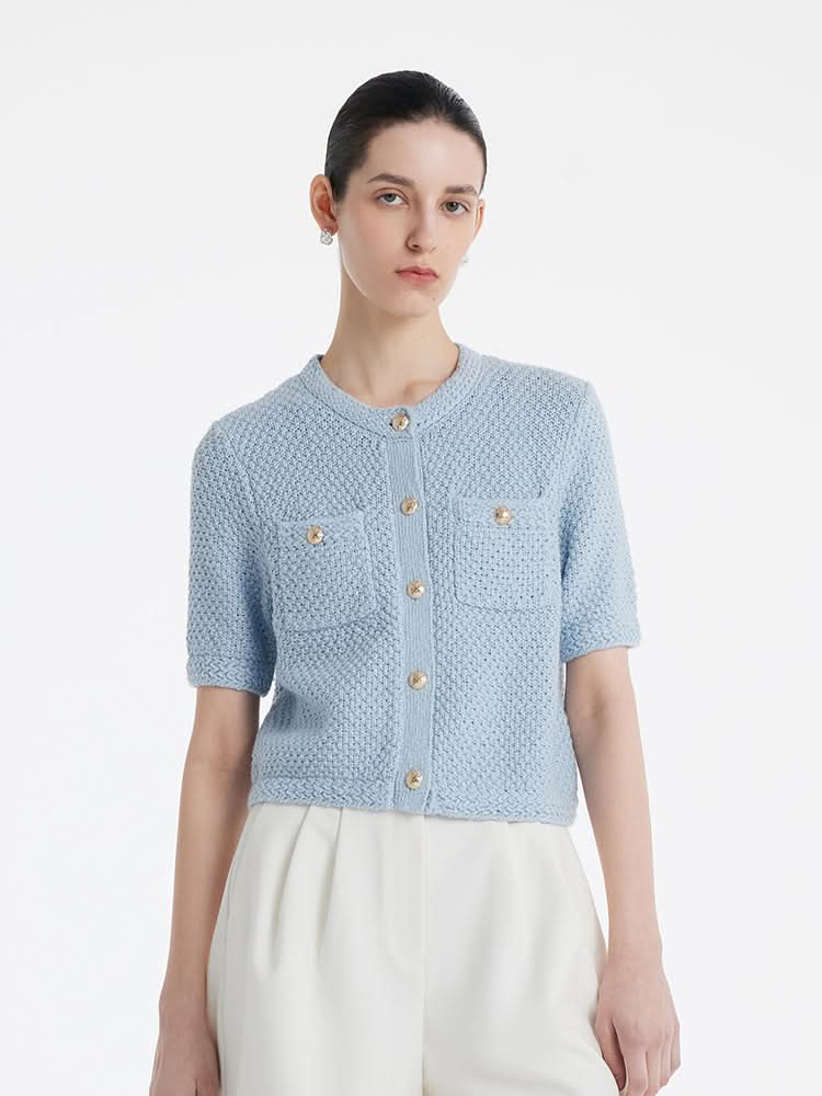 Cárdigan de punto - Trabajo abierto-Cardigan-VyFlair