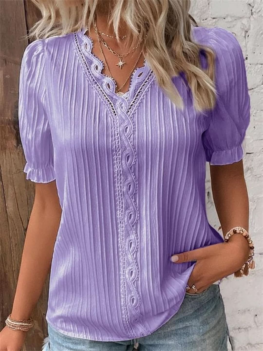 Modize - V-neck Elegant Shirt-Shirt-VyFlair