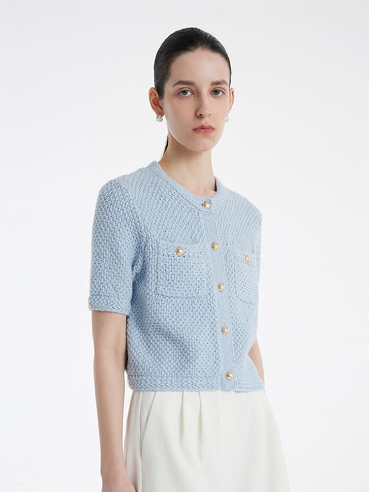 Cárdigan de punto - Trabajo abierto-Cardigan-VyFlair