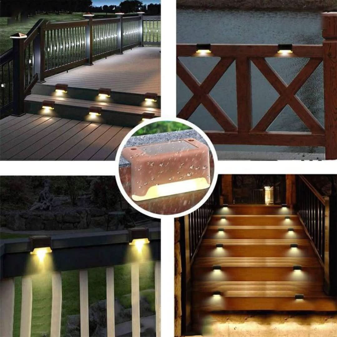 Iluminación solar de escaleras al aire libre (4 piezas)-Outdoor Lighting-VyFlair