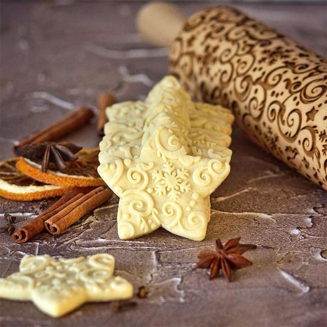 Roller de masa con impresión navideña-Kitchen & Dining-VyFlair