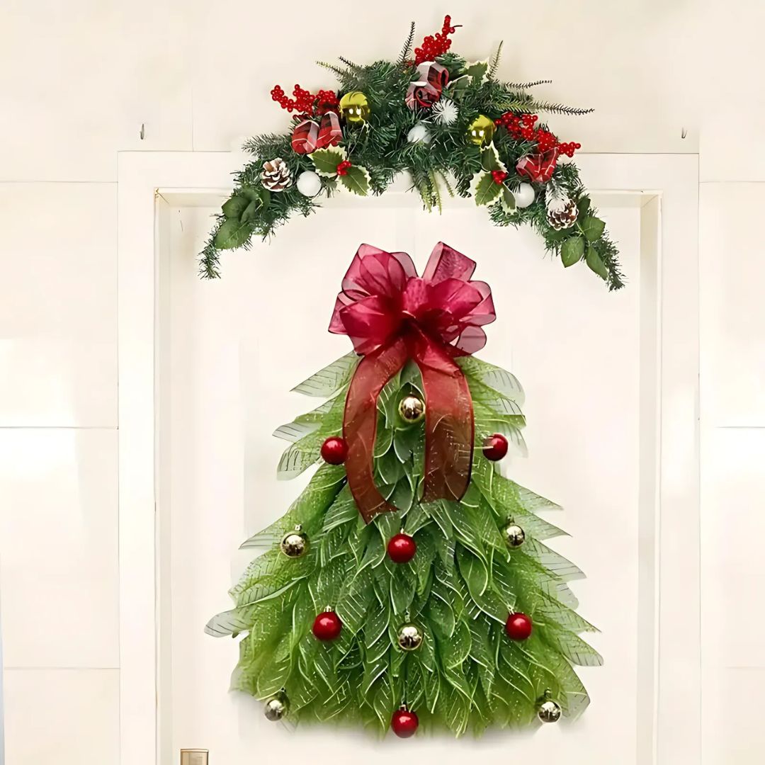 Corona de Navidad Hecha a Mano – Decoración con Luces LED para Puerta Principal