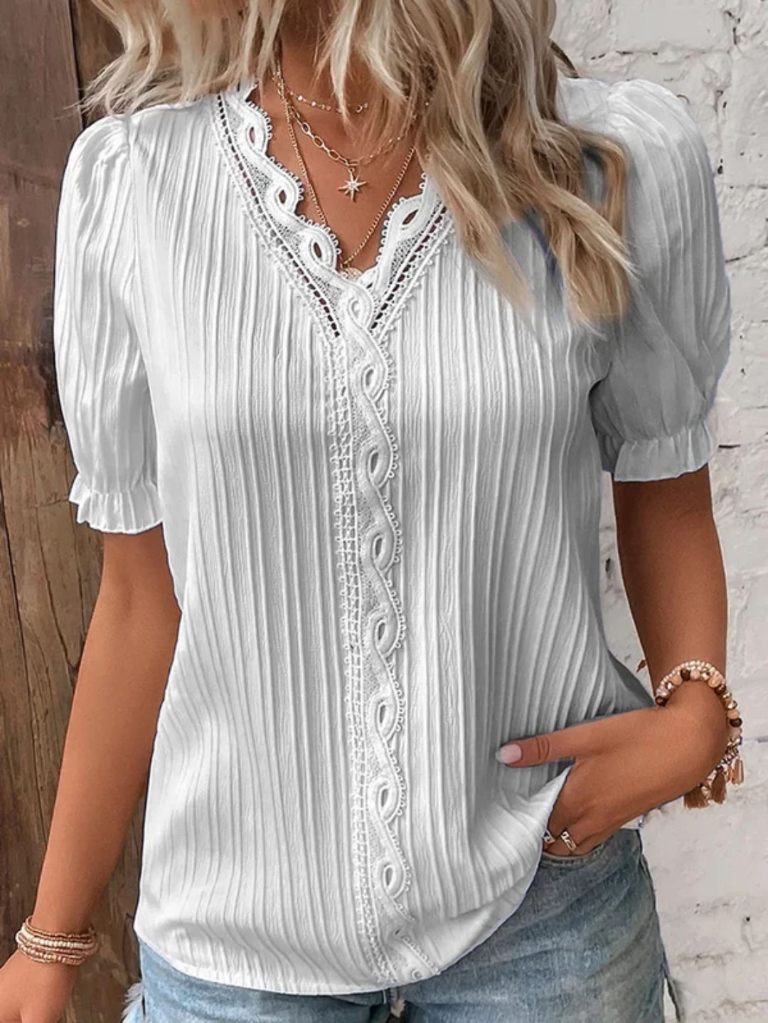 Modize - V-neck Elegant Shirt-Shirt-VyFlair