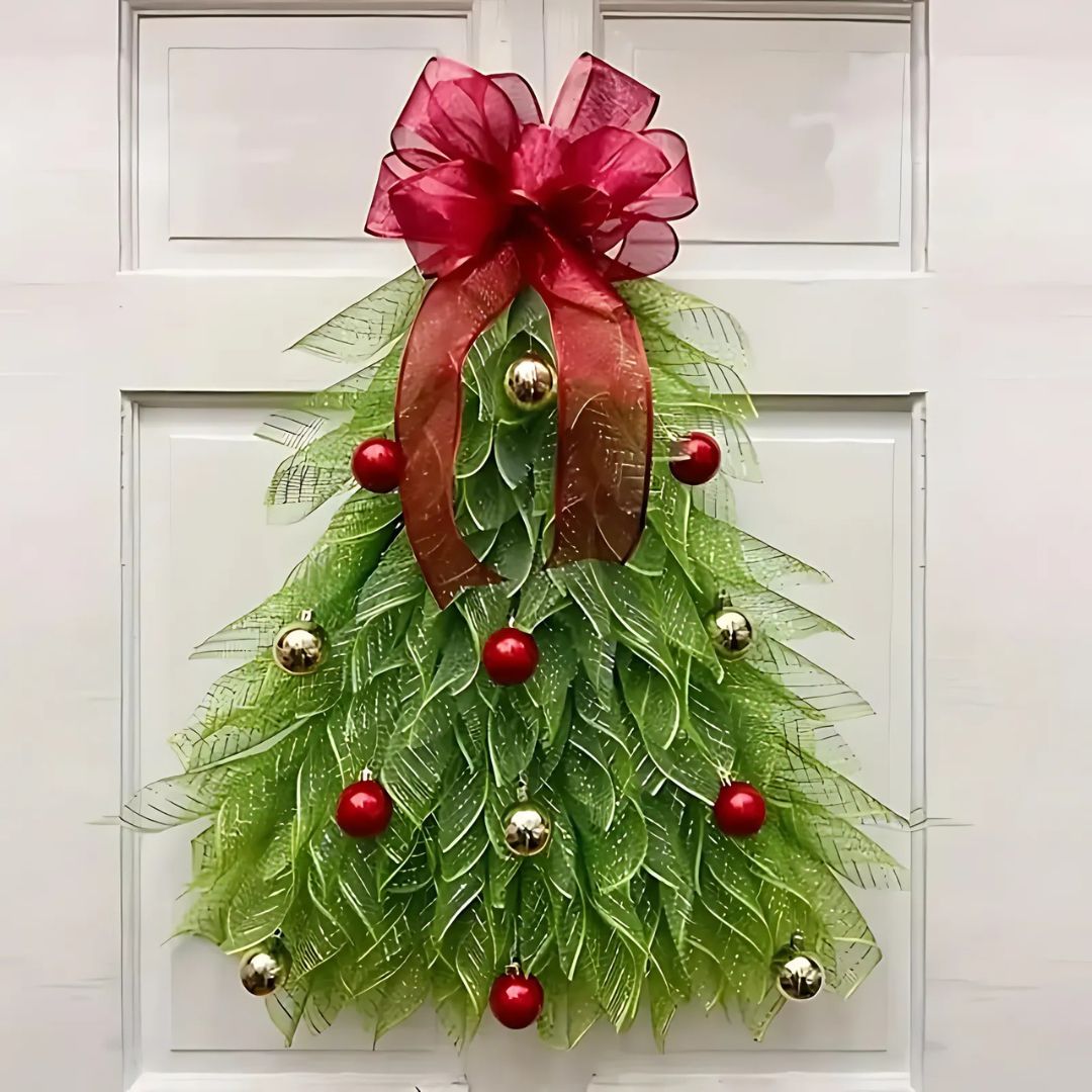 Corona de Navidad Hecha a Mano – Decoración con Luces LED para Puerta Principal