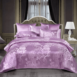 Satin - Funda de edredón de satén blanco con estampado de flores - VyFlair