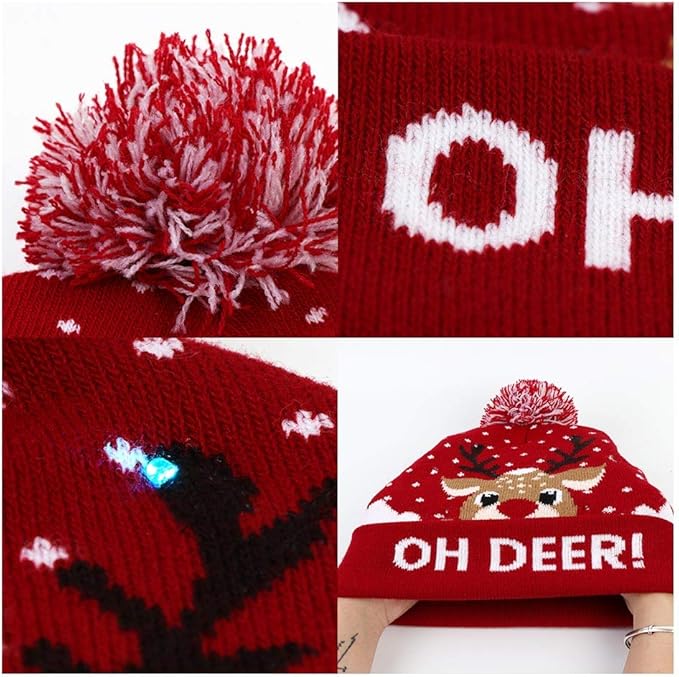 Gorro Natalizio LED GlowDeer – Caldo, Festivo e Luminoso