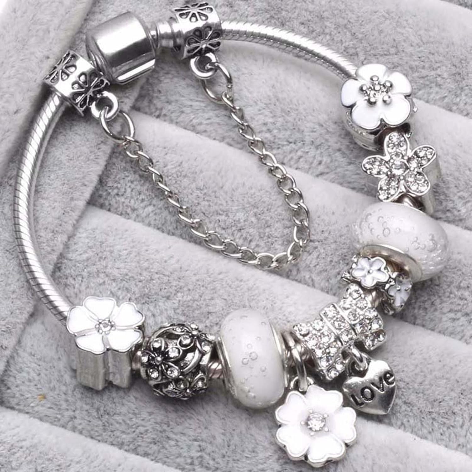 Pulsera de Plata Esterlina con Charms Florales - VyFlair