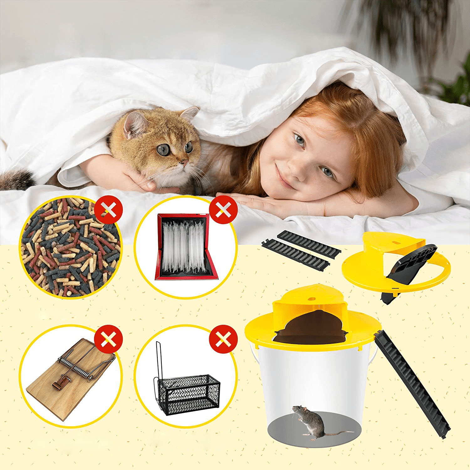 Trampa Humana para Ratones con Tapa de Cubo