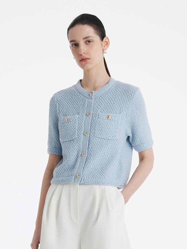Cárdigan de punto - Trabajo abierto-Cardigan-VyFlair