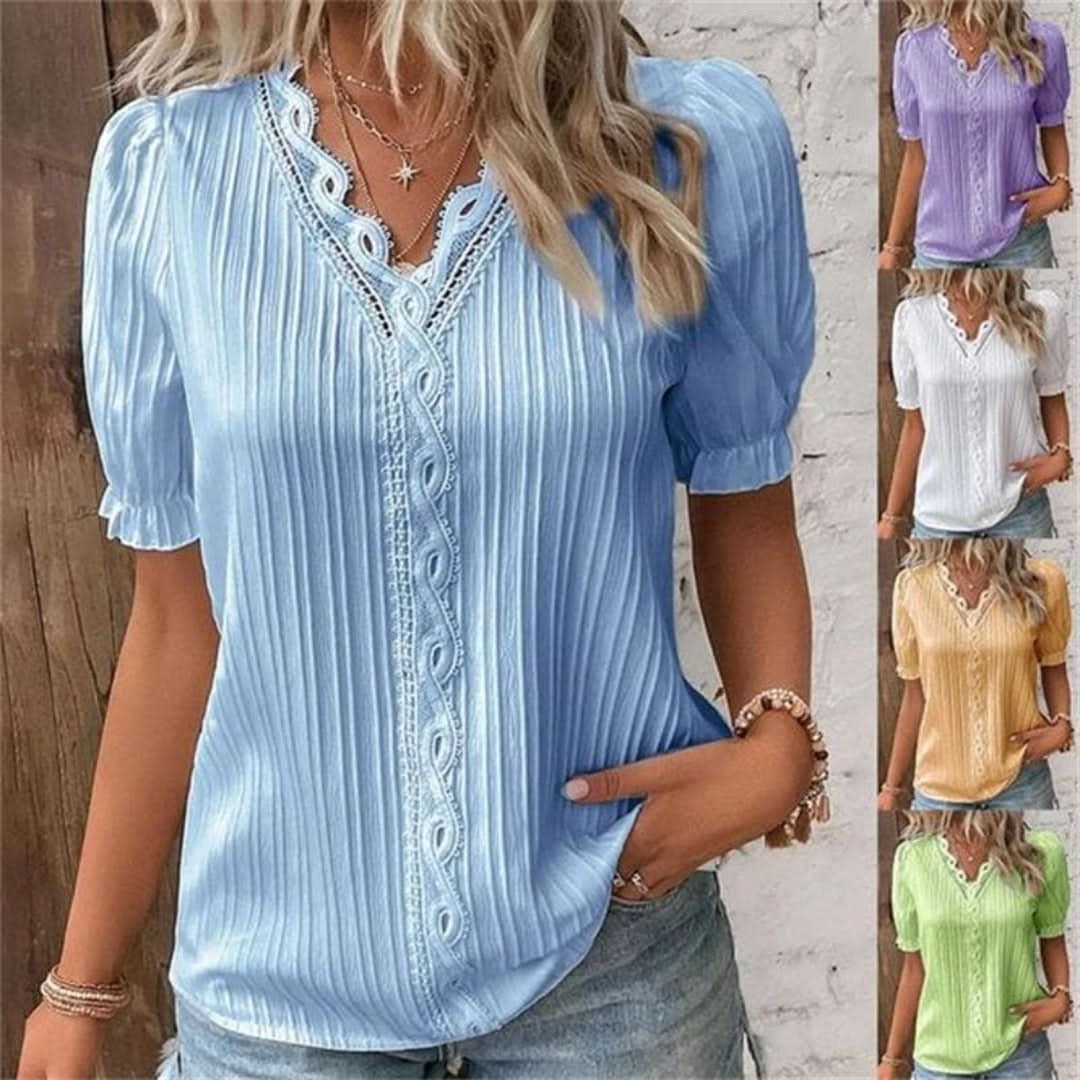 Modize - V-neck Elegant Shirt-Shirt-VyFlair