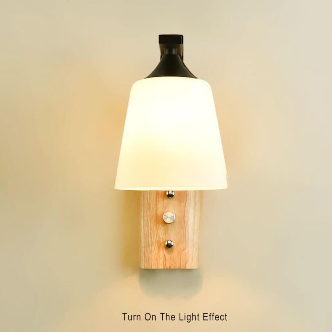 Wood Glow - Lámpara de pared simple con brazo de madera-Wall light-VyFlair
