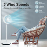 Ventilador de Pie 9" Oscilante - Altura y Velocidades Ajustables - Flujo Silencioso - VyFlair