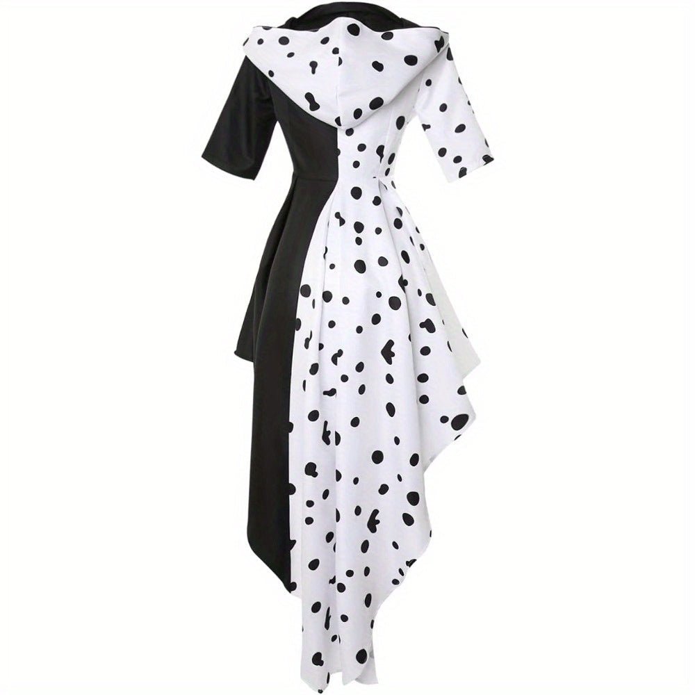 Vestido Halloween Mujer Dálmata Asimétrico con Capucha - VyFlair
