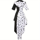 Vestido Halloween Mujer Dálmata Asimétrico con Capucha - VyFlair