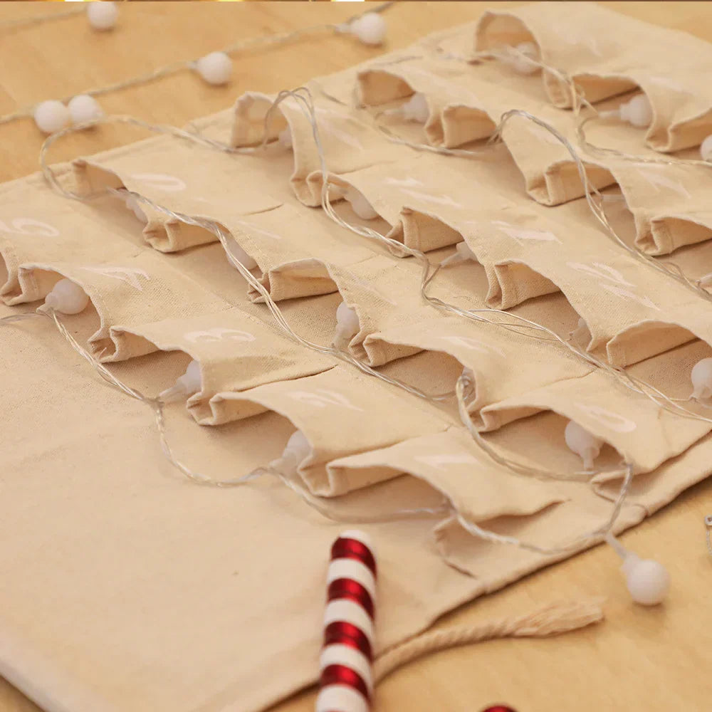 Cotton Advent Calendar – 24 Reusable and Sustainable Pouches for a Personalized Christmas
