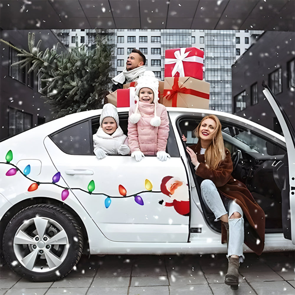 Decoraciones de Bombillas Magnéticas Reflectantes – Adornos Navideños Reutilizables para Coche y Hogar