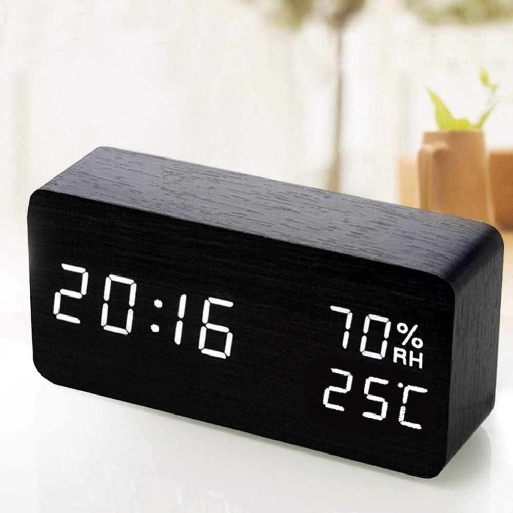 EchoWood Reloj LED de Madera con Control por Voz - VyFlair