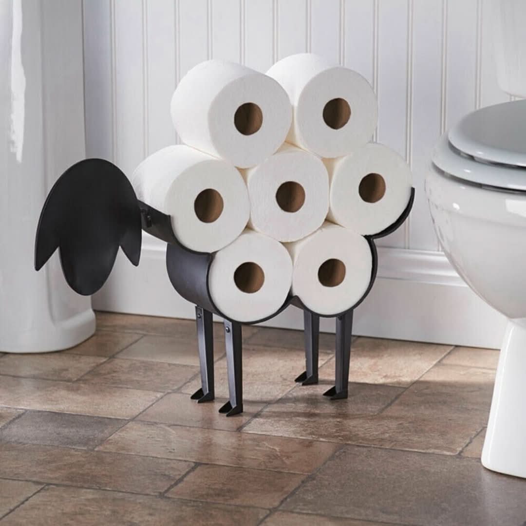 Mr Sheep - Soporte de rollo decorativo artístico-bathroom shelf-VyFlair