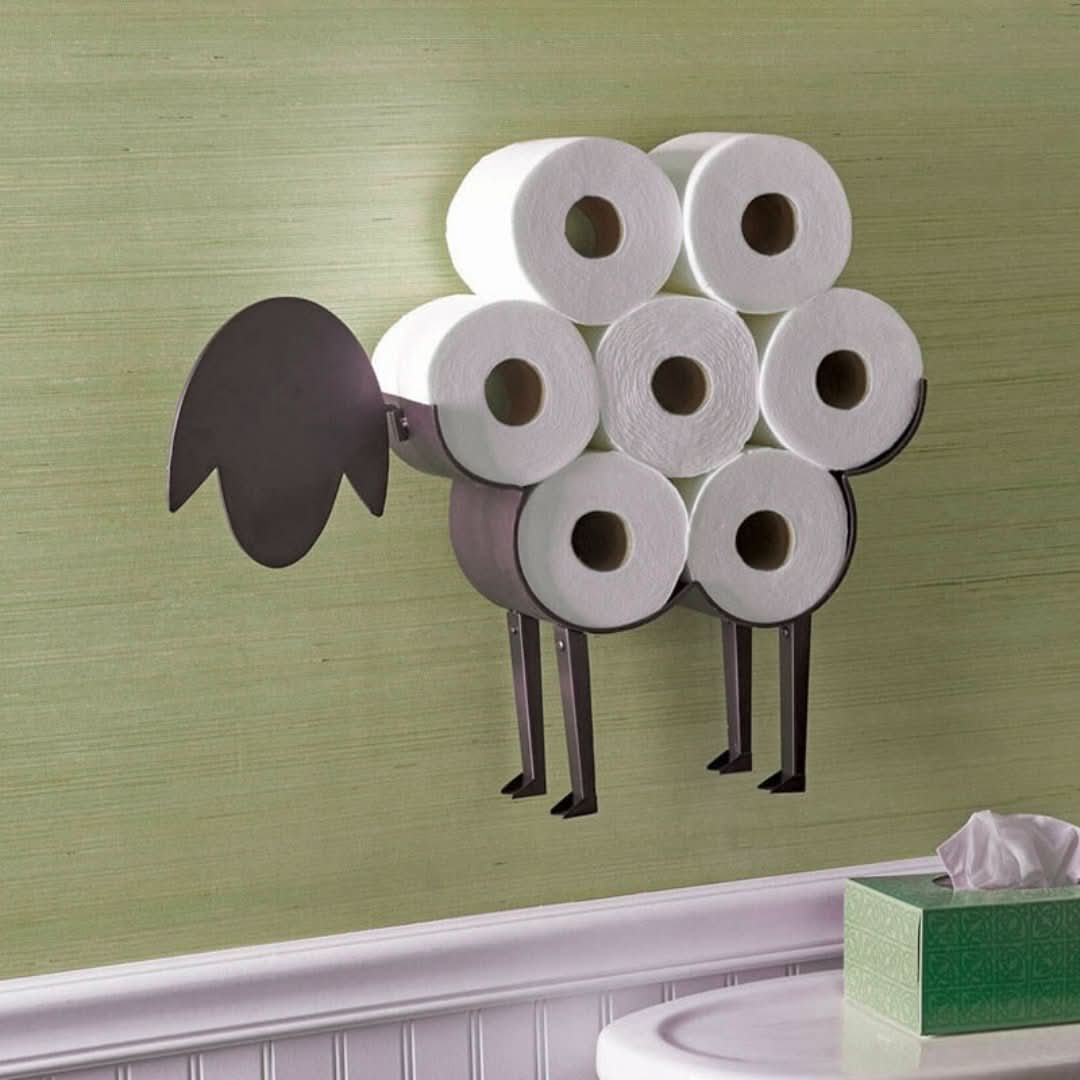 Mr Sheep - Soporte de rollo decorativo artístico-bathroom shelf-VyFlair