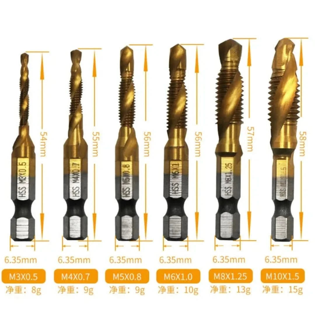 Conjunto de hilos métricos | 6 piezas-Tap Drill Bits-VyFlair