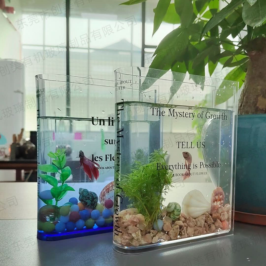 Jarrón de libros acrílicos transparentes-Vase-VyFlair